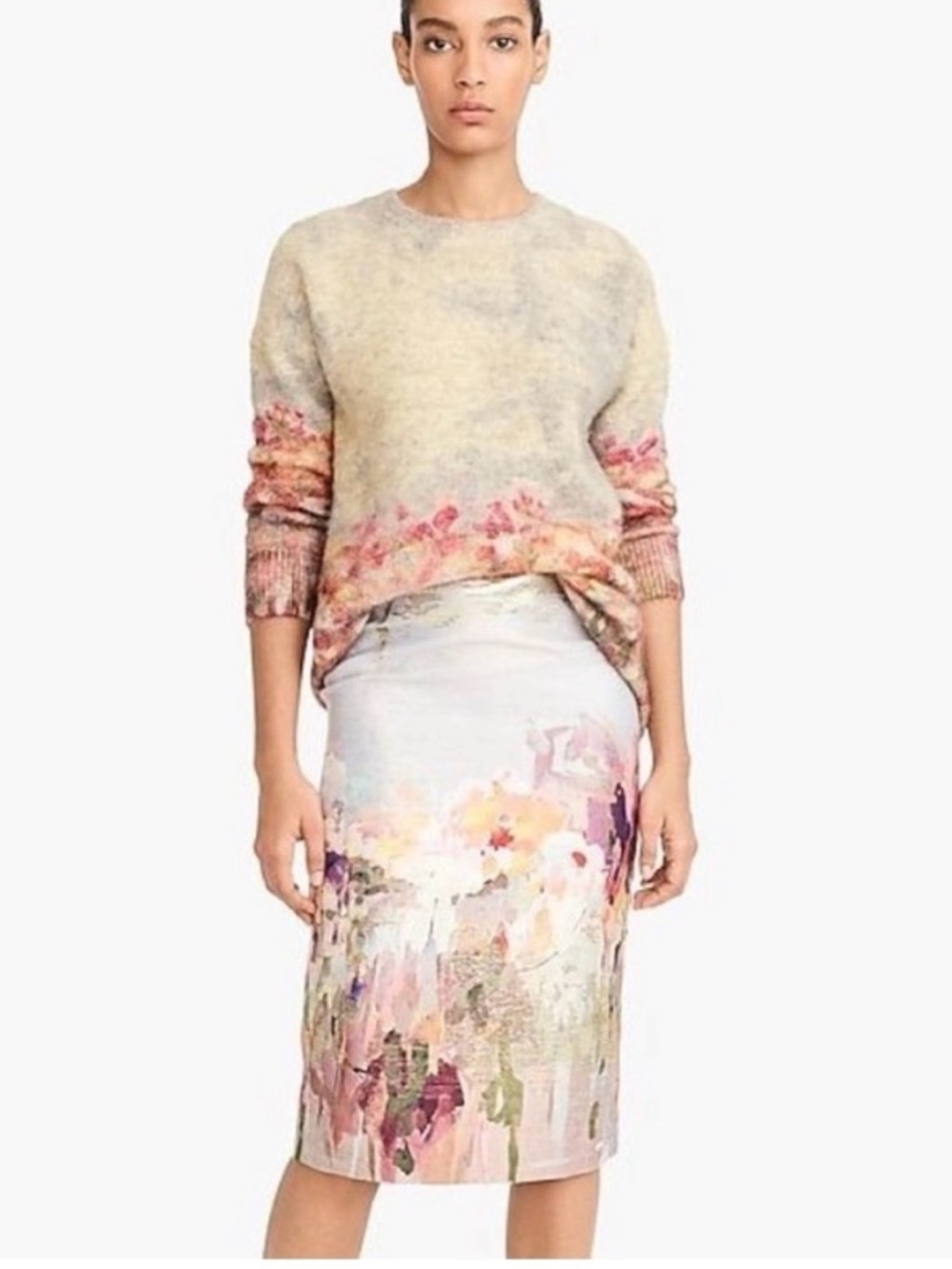 J.Crew Collection painted waterfall silk pencil skirt 4/6 - Picture 3 of 15